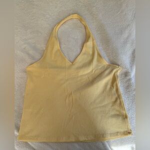 Ribbed light yellow halter top